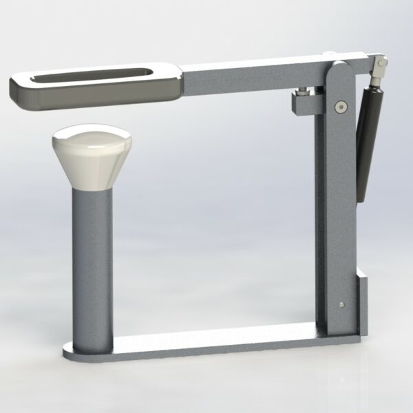 HS-02-03 STANDAARD HELMSTEUN || Montage d.m.v. wand montageplaat. Lengte montageplaat tot hart oplegbol: 270mm